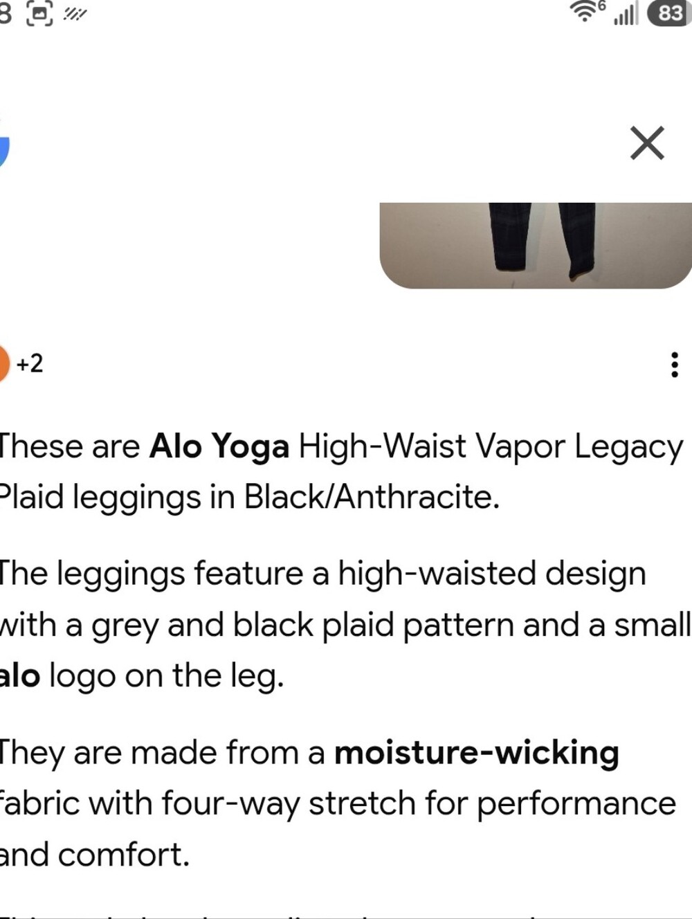 S) Alo Yoga High Waist Vapor Legacy Plaid Leggings Black/Anthrancite Colorway - Picture 12 of 12